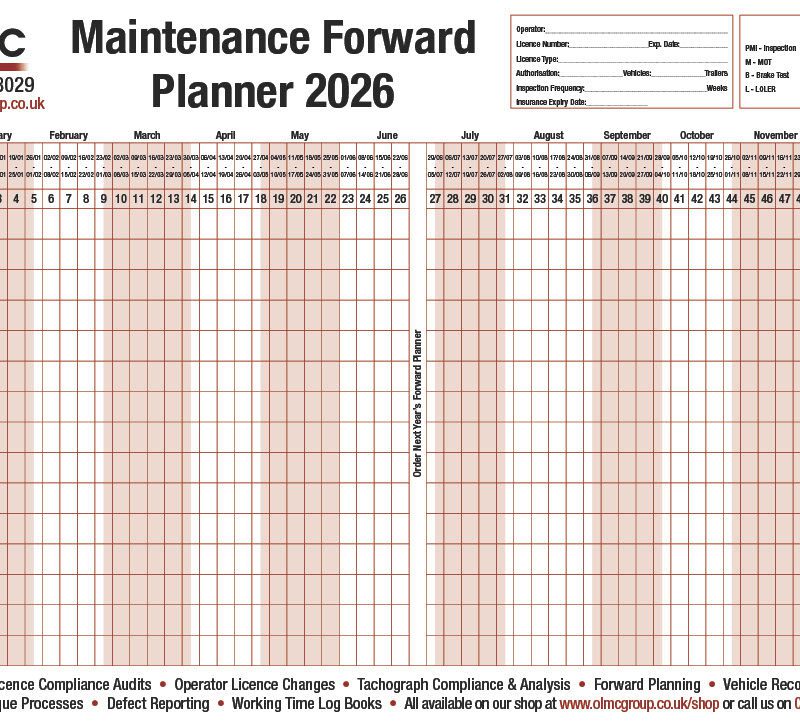 2026 - Vehicle Maintenance Wall Planner