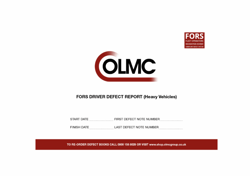 HGV Driver Defect Report Book (FORS Compliant)