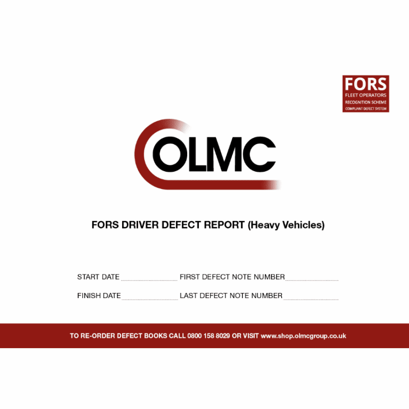 HGV Driver Defect Report Book (FORS Compliant)