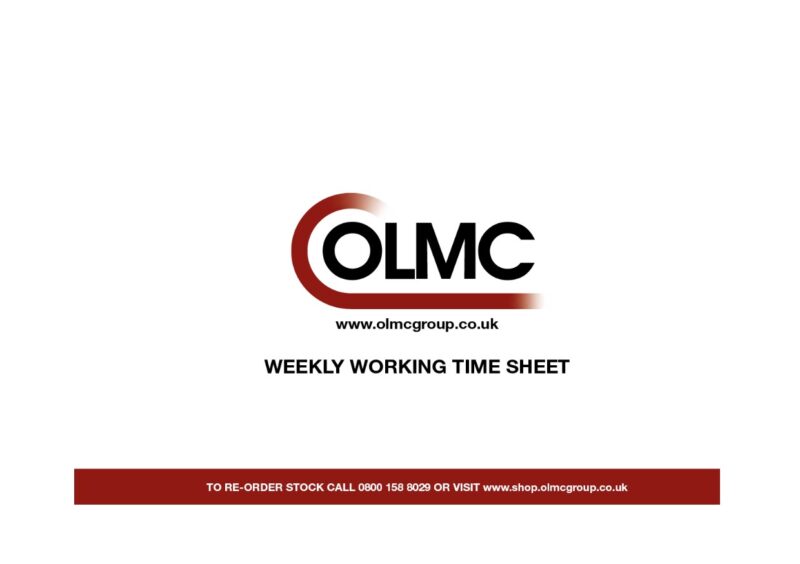 Working Time Sheet Log Books
